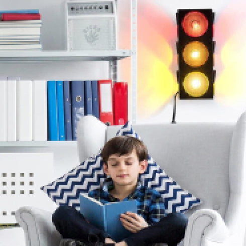 Kicko Traffic Light Prop, 12.25 Inch - Novelty Traffic Light Lamp for Kids, Plug-in Blinking Bedside Lamp