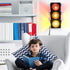 Kicko Traffic Light Prop, 12.25 Inch - Novelty Traffic Light Lamp for Kids, Plug-in Blinking Bedside Lamp