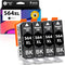 Smart Ink Compatible Ink Cartridge Replacement for HP 564XL, 4 Black Combo Pack for Photosmart 6525 6520 Printers
