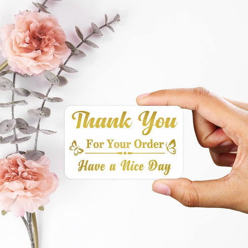 PARTH IMPEX Thank You for Your Order Cards, Pack of 100, 3.5" x 2", Gold Foil Purchase Inserts for Small Business