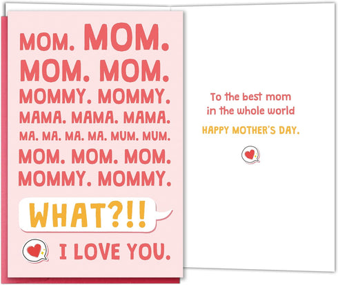 YIWANSIN Funny Mothers Day Card for Mom, Sweet and Humorous Mother Day Card