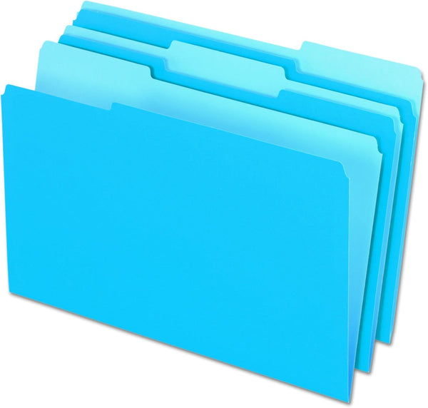 Pendaflex 435013BLU Interior File Folders, Legal, 1/3 Cut Top Tab, Blue (Box of 100)