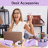suniya Pen,Bookmark,Ect.22pcs Office Supplies,Purple Desk Accessories,Desk Organizer,Stapler,Tape Dispenser,Folding