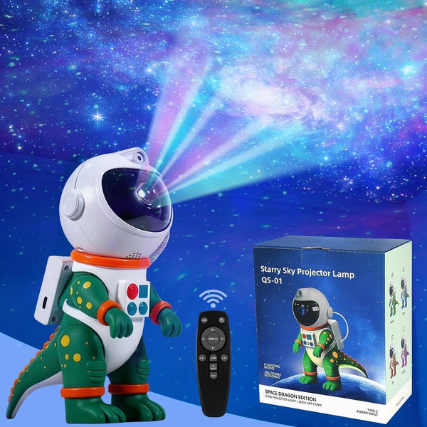Galaxy Star Projection Night Light, Dinosaur Astronaut Space Projector with Timer, Remote