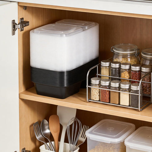 100 Pack (200-Piece)32 oz Containers,2-Compartment Meal Prep Reusable Food Storage Containers with Lids,Microwave