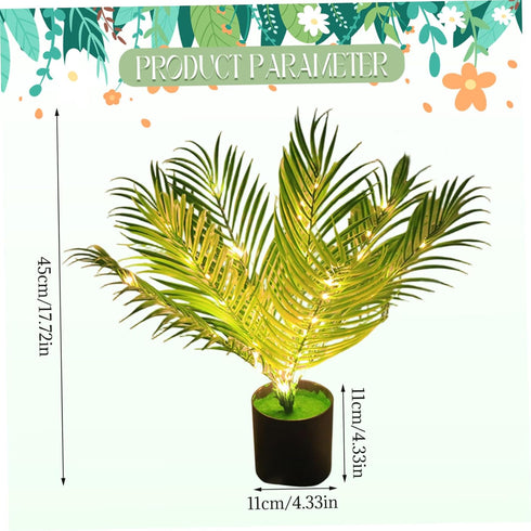 Xoeryoy 18" Palm Paradise Lamp, LED Light Realistic Artificial Palm Tree Lamp, USB Powered Led Tree for Home Bedroom