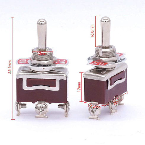 Taiss 3pcs Toggle Switch SPDT ON-Off-ON 3 Pin 3 Position Latching Switch with Waterproof Cover