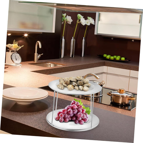 VOSAREA Stainless Steel Double Layer Seafood Display Rack Serving Tray Holder Practical Buffet Stand for Restaurants