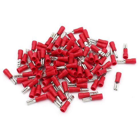 Baomain 0.11" Red Female Insulated Spade Wire Connector, 200PCS Electrical Crimp Terminal 18-22 AWG