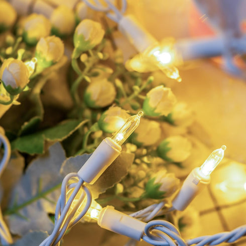 YULETIME 100 Count Clear Warm White Christmas Lights, 33 Feet UL Certified LED Mini String Lights