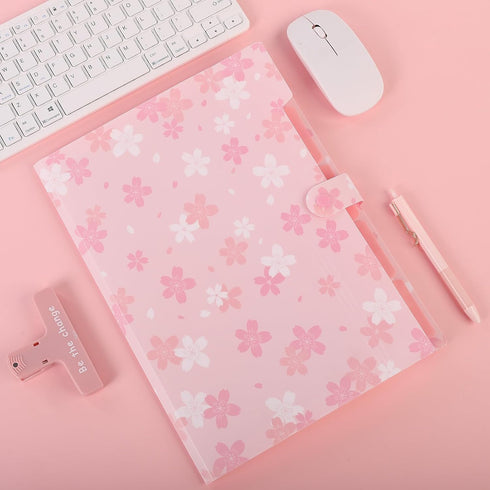 SKYDUE Expanding File Folder - 5 Pocket Accordion File Organizer for School Office Supplies, Pink
