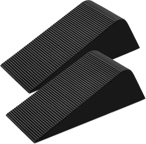 Large Rubber Door Stoppers, Heavy Duty Wedge Door Stopper, Black Non-Slip Stackable Doorstop for Home Office