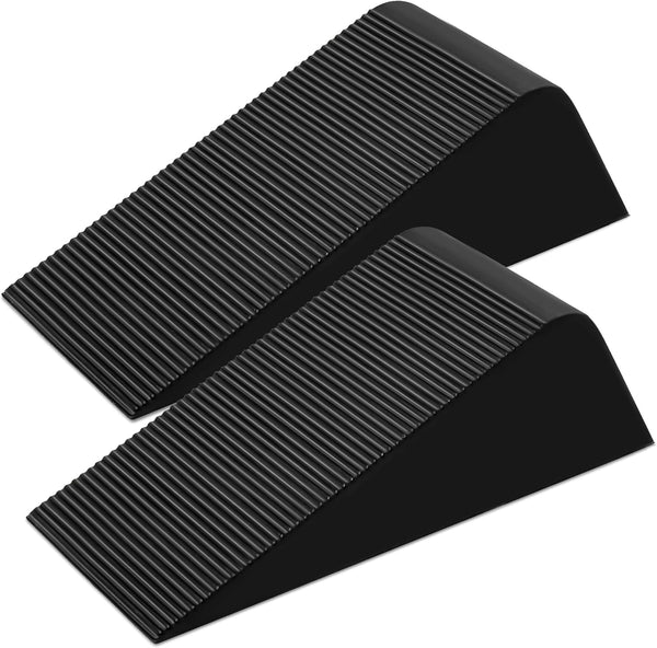 Large Rubber Door Stoppers, Heavy Duty Wedge Door Stopper, Black Non-Slip Stackable Doorstop for Home Office