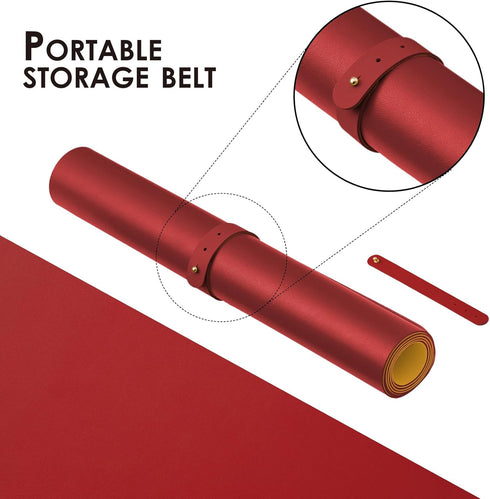Dual Sided Leather Desk Mat, Waterproof Desk Pad for Office and Home, Large Mouse Pad and Desk Mats - Red+Yellow