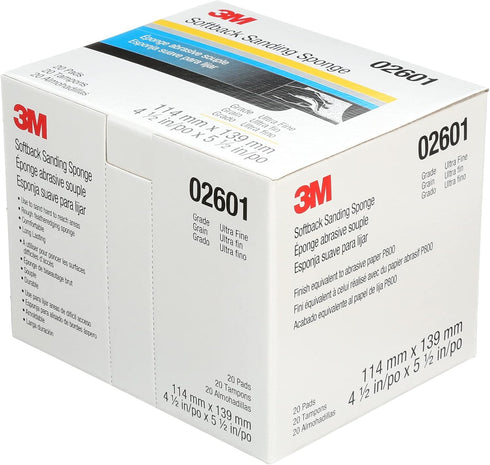 3M 02601, 4 1/2 5 1/2 20 Pack, Softback Sanding Sponge x in, Ultrafine Grit, Fast Cutting