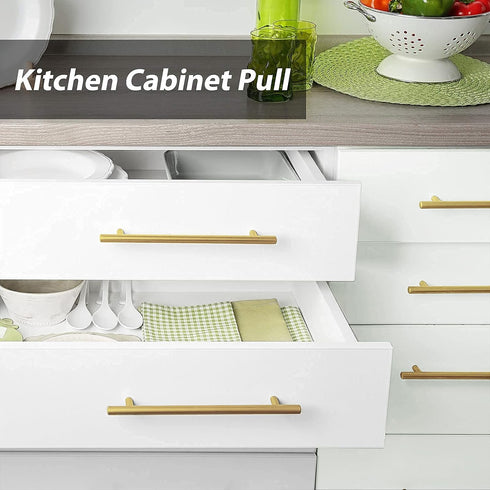 goldenwarm 2Pcs Brushed Brass Cabinet Pull Knob: 6-1/4in Hole Center, 8-4/5in Overall Length for Kitchen Furniture