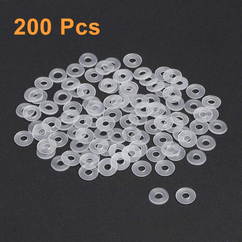 uxcell Nylon Flat Washers M3, 8mm OD, 3mm ID, 1mm Thickness, Sealing Gasket for Faucet Pipe Water Hose, Clear, Pack of