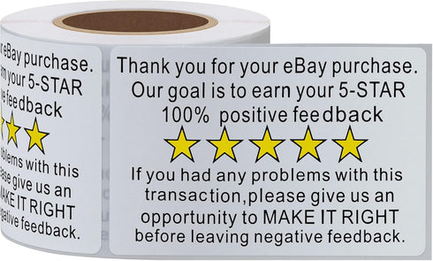 Thank You for Your Ebay Purchase Stickers, 2×3 Inch Positive Feedback Shipping Labels, 200 Stickers Per Roll
