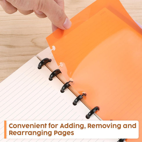 Eagle Plastic Index 5-Tab Dividers, Junior Size Discbound Tab Dividers with 1 Plastic Zipper Bag for Planners or