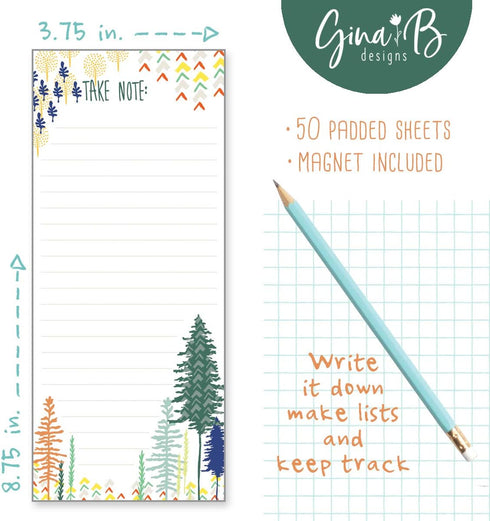 Set of 2 Forest List Pad, Notepad for Grocery List with Attachable Magnet