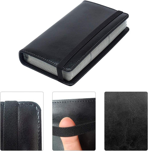 Enyuwlcm PU Leather Business Card Book Organizer, Holds 240 Cards, Black with Elastic Closure