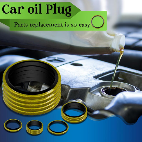 12 Sizes 378 Pcs Bonded Sealing Washer Kit, Automotive Self-Centered AC Seal Metal Rubber Gasket Assortment