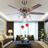 2 Pack Silver Ceiling Fan Pull Chains Extension, Red Crystal Prisms Flower Pendant Pull Chains for Ceiling Fans