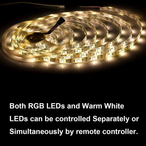 IP65 3500K 16.4ft 300leds 5050 SUPERNIGHT RGBWW LED Strip Light Waterproof RGB Color Changing Rope Lighting with Warm