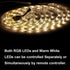 IP65 3500K 16.4ft 300leds 5050 SUPERNIGHT RGBWW LED Strip Light Waterproof RGB Color Changing Rope Lighting with Warm