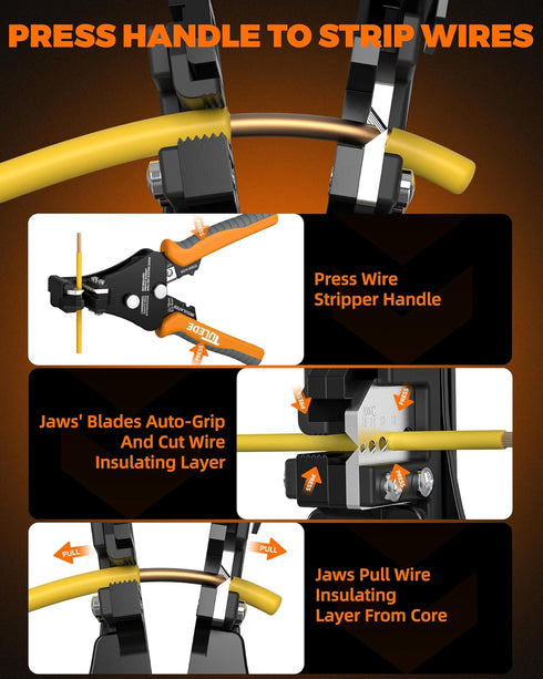 Automatic Wire Stripper, 3 IN 1 Self Adjusting Stripper/Cutter/Crimping Tool for 8-18 AWG Solid and Stranded Wire