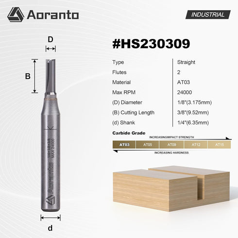 1/4" 1/8" 3/8" Straight Router Bits Shank, Cut Diameter, Cut Length, Useful for Plunging Capabilities for Cutting