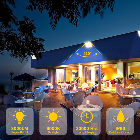 RIGIDON 30W LED Flood Light Outdoor, 3000LM Super Bright Security Lights, 6000K Daylight White, IP66 Waterproof for