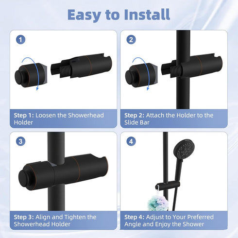 18.5-25mm Hibbent Adjustable Shower Head Holder for Slide Bar, Universal Handheld Showerhead Bracket, Sprayer Holder