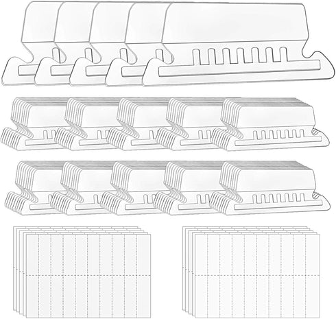 File Folder Tabs - 100+200 Sets Hanging File Tabs with Inserts for Quick Identification, 2 Inch Clear Plastic