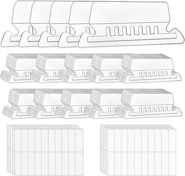 File Folder Tabs - 100+200 Sets Hanging File Tabs with Inserts for Quick Identification, 2 Inch Clear Plastic