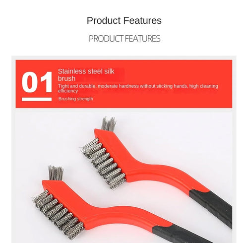 3pcs Small Stainless Steel Wire Brushes Set for Cleaning and Rust Removal