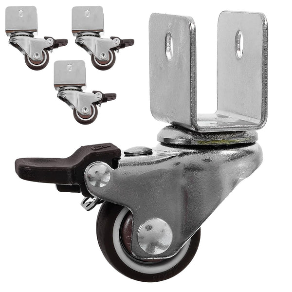 Didiseaon 4pcs 1-inch U-Shaped Universal Swivel Cabinet Wheels Set with 16mm Heavy