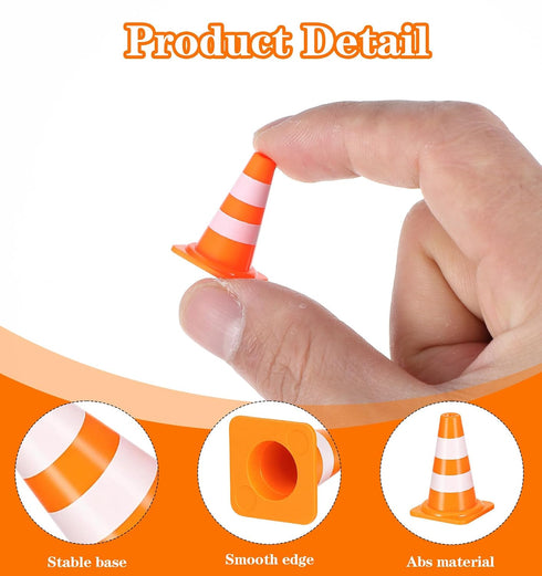 FRCTLNKG 30Pcs 1 Inch Sets Mini Traffic Cones, Plastic Small Orange Cones, Train Scene Cone Party Decorations