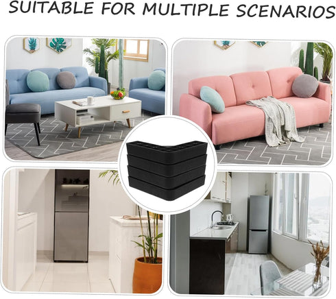 4pcs NOLITOY Shaped Plastic Furniture Legs Sofa Bed Risers Height Stable Support Feet for Cabinet Dresser Tv Stand
