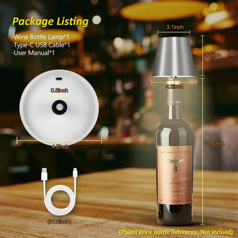 2025 3-Tone Touch-Dimmable New Wireless Bottle Lamp - LED Bottle Lights for Liquor & Wine Bottles, Cordless Lampshade