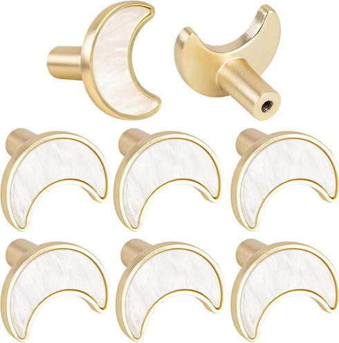 Xinally 8PCS Moon Shaped Dresser Knobs Star-Shape Knobs Moon Star Cloud Design Drawer