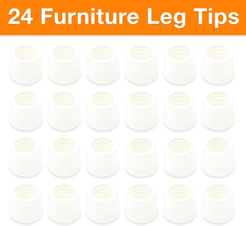 1-1/8" Set 24, Shepherd Hardware Round Non-Marking Rubber Slip-On Chair Leg Tips, Non-slip Protective Furniture Leg