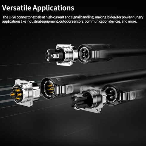 CNLINKO LP-28 2-Pin Waterproof Connector, Secure Screw-in Design Circular Connector, IP68 Quick Plugging Aviation