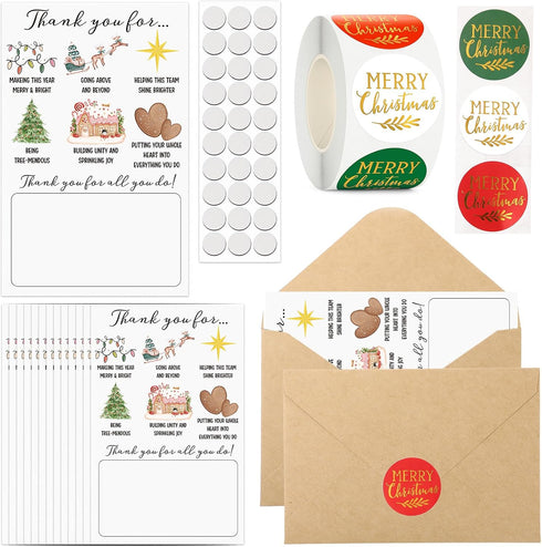 Tenceur 50 Sets Christmas Employee Thank You Gift Card Holder with Envelopes