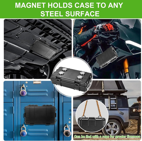 Upgraded Black Magnetic Key Box for Under Car, Waterproof Magnetic Key Holder for Outdoor Vehicles - Hidden Key Box