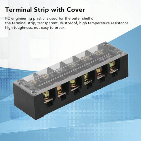 2pcs 60A 600V Terminal Strip, Dual Row Screw Clamp Wire Terminal Block, 6 Position