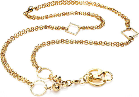 Gold Chain Neck Lanyard for ID Badge - Badge Holder for Teachers, Nurses, and Office Ladies