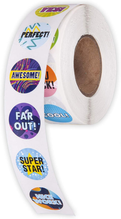 Reward Encouragement Stickers, Motivational Teacher Stickers for School Classroom (1000 CT 1" Circle)