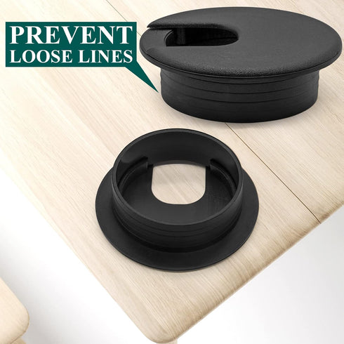 Litoexpe Black Desk Cord Grommets, 2 Inch Plastic Grommet Cable Hole Cover for Office Equipment