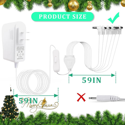 AIZYSY 4.5V 94566 44241 74295 84428 Cord(6 DC Power Adapter Charger for Lemax Lighting Accessories Christmas Micro
